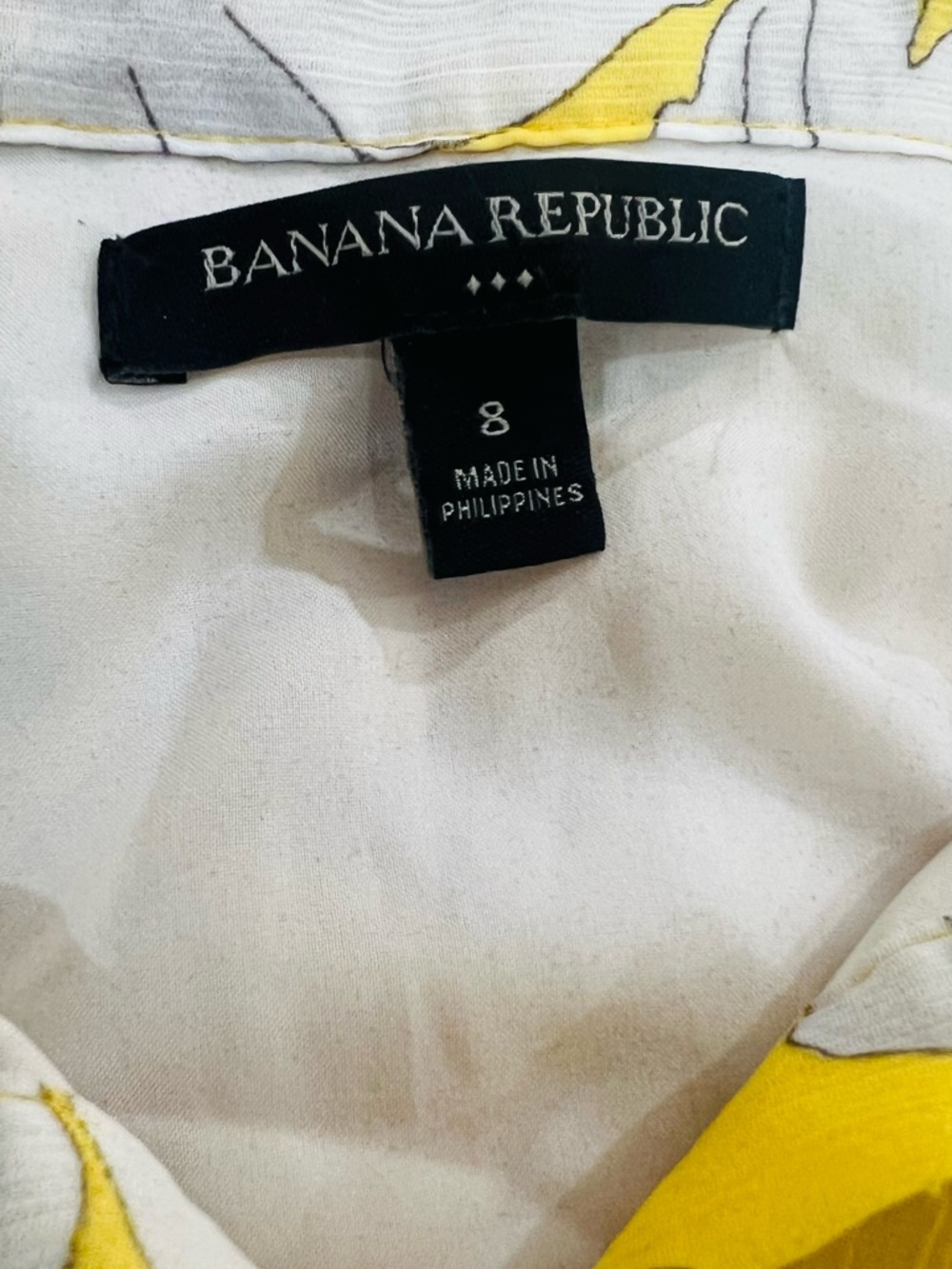 Banana Republic White Top with Yellow Floral Accents